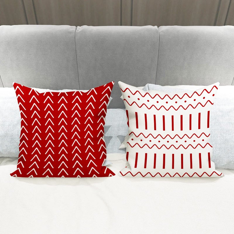 YCOLL Christmas Pillow Covers 18x18 Set of 4, Modern Sofa Throw Pillow Cover for Christmas Decor, Decorative Outdoor Linen Fabric Pillow Case for Couch Bed Car, Red - Image 2